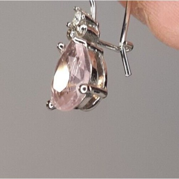 Women's Silver Toned Pink Stone Necklace And Earring Bridal Set - Picture 12 of 16